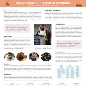 Mohammed bin Rashid Al Maktoum “Open Doors. Open Minds.” Personal Background
