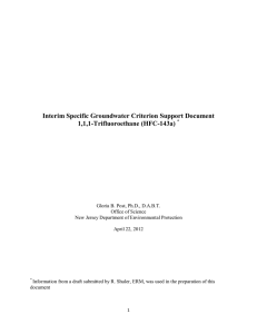 Interim Specific Groundwater Criterion Support Document 1,1,1-Trifluoroethane (HFC-143a)
