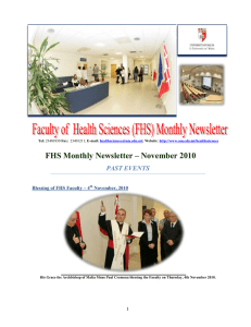 FHS Monthly Newsletter – November 2010  PAST EVENTS Blessing of FHS Faculty