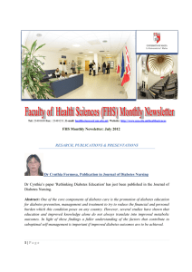 Dr  Cynthia’s  paper  'Rethinking  Diabetes ... FHS Monthly Newsletter: July 2012