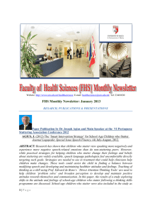 FHS Monthly Newsletter: January 2013