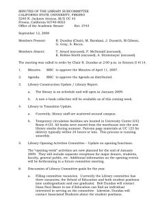 MINUTES OF THE LIBRARY SUBCOMMITTEE CALIFORNIA STATE UNIVERSITY, FRESNO