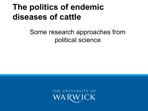 The politics of endemic diseases of cattle Some research approaches from political science