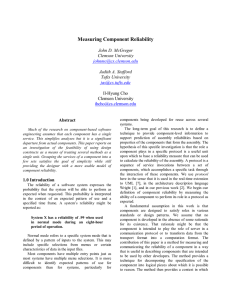 Measuring Component Reliability Il-Hyung Cho Clemson University