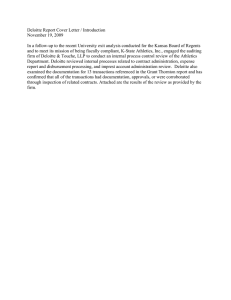 Deloitte Report Cover Letter / Introduction November 19, 2009