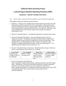 California State University Fresno Lockout/Tagout Standard Operating Procedure (SOP)