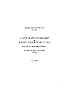 Program Review Report for the MASTER OF ARTS IN EDUCATION