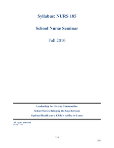 Syllabus: NURS 185 School Nurse Seminar