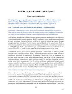 SCHOOL NURSE COMPETENCIES (SNC)