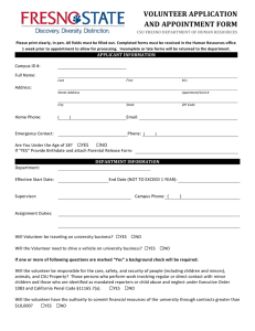 VOLUNTEER APPLICATION AND APPOINTMENT FORM