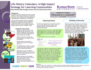 Life History Calendars: A High-Impact Strategy for Learning Communities Sharon Breiner, Mike Finnegan, Chance Lee, Irma O’Dell, &amp; Kerry Priest Assignment Purpose