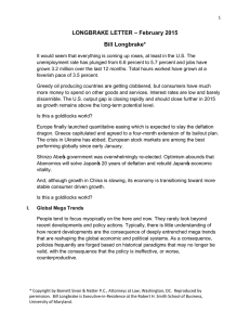 LONGBRAKE LETTER – February 2015 Bill Longbrake*