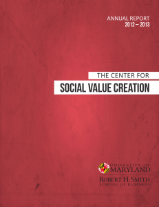 SOCIAL VALUE CREATION THE CENTER FOR ANNUAL REPORT 2012