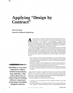 : Applying “Design  by Contract” Bertrand  Meyer