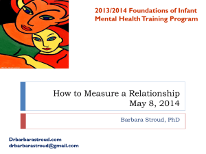 How to Measure a Relationship May 8, 2014 2013/2014 Foundations of Infant
