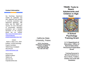 TRAIN: Tools to Reach Adolescents and Children in High