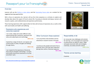 France – Focus on Expressive Arts Second  level Overview