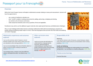 Learning Journey France - Focus on Mathematics and Numeracy Overview Second level