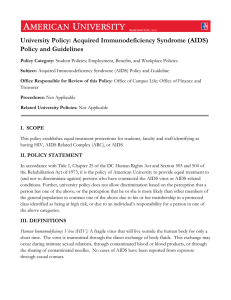 University Policy: Acquired Immunodeficiency Syndrome (AIDS) Policy and Guidelines