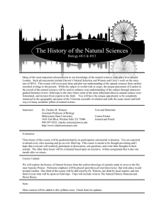 The History of the Natural Sciences  Biology 4813 &amp; 4913