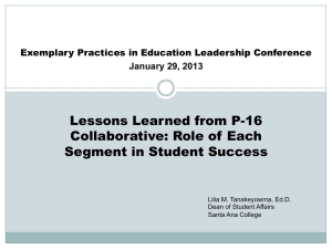 Lessons Learned from P-16 Collaborative: Role of Each Segment in Student Success