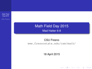 Math Field Day 2015 Mad Hatter 6-8 CSU Fresno www.fresnostate.edu/csm/math/