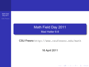 Math Field Day 2011 Mad Hatter 6-8 CSU Fresno 16 April 2011