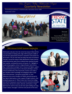 Class of 2014  San Joaquin Valley Mathematics Project Quarterly Newsletter