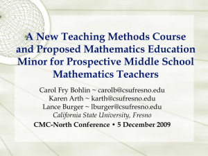 A New Teaching Methods Course and Proposed Mathematics Education Mathematics Teachers