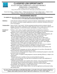 CLASSIFIED JOB OPPORTUNITY STATE CENTER COMMUNITY COLLEGE DISTRICT PERSONNEL COMMISSION
