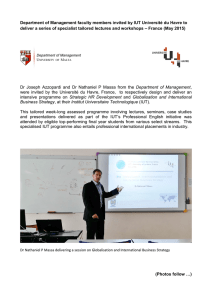 Department of Management faculty members invited by IUT Université du... – France (May 2015)