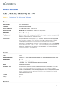 Anti-Catalase antibody ab1877 Product datasheet 13 Abreviews 4 Images