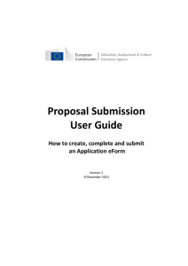 Proposal Submission User Guide  How to create, complete and submit