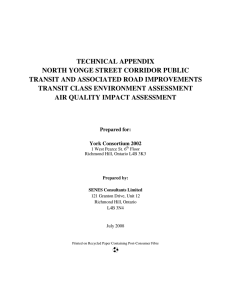 TECHNICAL APPENDIX NORTH YONGE STREET CORRIDOR PUBLIC TRANSIT AND ASSOCIATED ROAD IMPROVEMENTS