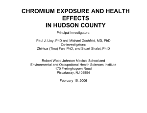 CHROMIUM EXPOSURE AND HEALTH EFFECTS IN HUDSON COUNTY
