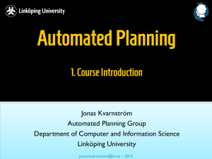 Automated Planning 1. Course Introduction