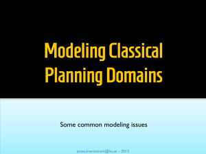 Modeling Classical Planning Domains Some common modeling issues – 2015