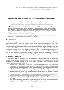Specialized Computer Laboratory Management and Maintainance Abstract. ,