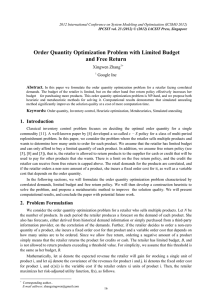 Order Quantity Optimization Problem with Limited Budget and Free Return Xingwen Zhang