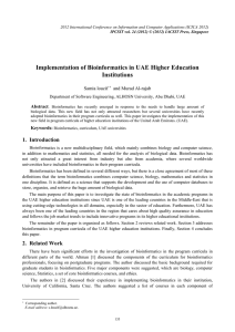 Implementation of Bioinformatics in UAE Higher Education Institutions Samia loucif and Murad Al-rajab