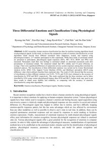Three Differential Emotions and Classification Using Physiological Signals Byoung-Jun Park , Eun-Hye Jang