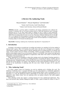 A Review On Authoring Tools Maryam Khademi , Maryam Haghshenas and Hoda Kabir