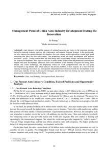Management Point of China Auto Industry Development During the Innovation  Jie Huang
