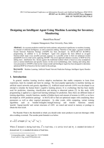 Designing an Intelligent Agent Using Machine Learning for Inventory Monitoring  Abstract.