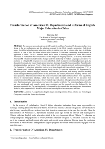 Transformation of American FL Departments and Reforms of English  Huiyong Hu