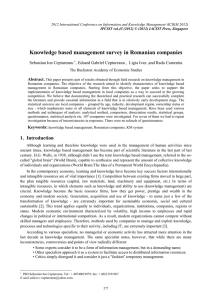 Knowledge based management survey in Romanian companies Sebastian Ion Ceptureanu