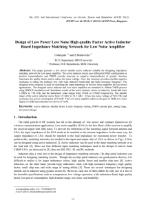 Design of Low Power Low Noise High quality Factor Active... Based Impedance Matching Network for Low Noise Amplifier