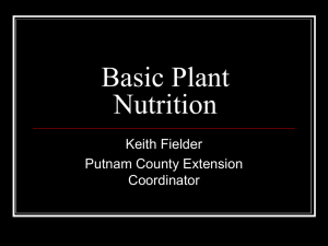 Basic Plant Nutrition Keith Fielder Putnam County Extension