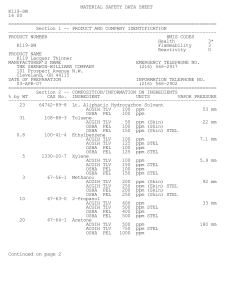 MATERIAL SAFETY DATA SHEET K119−SW 16 00
