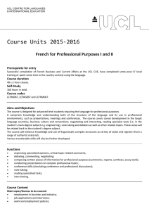 Course Units 2015-2016 French for Professional Purposes I and II